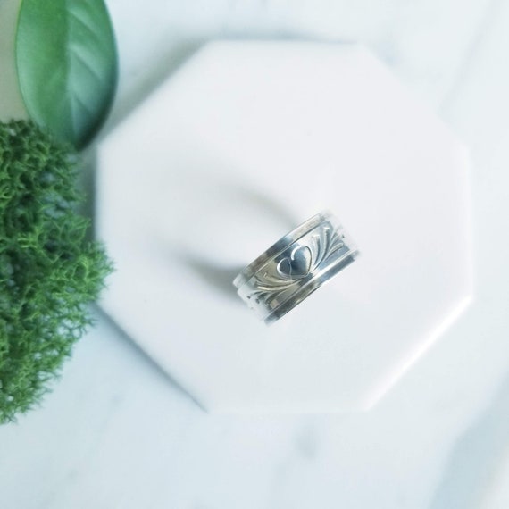 Wide Sterling Silver Toe Ring: Heart & Flourish Boho Jewelry