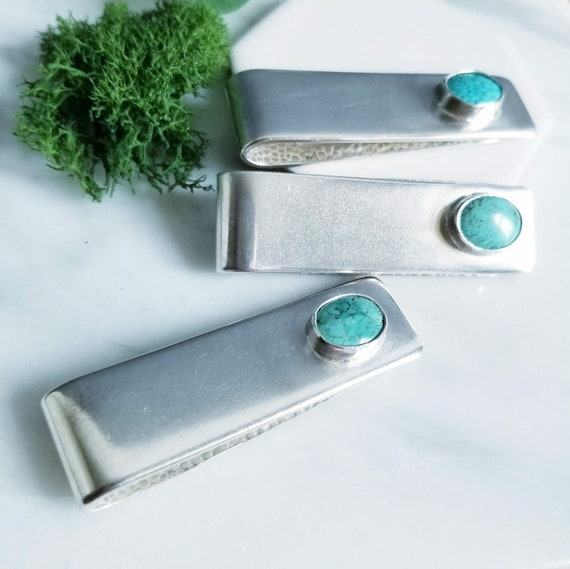 Sterling silver and turquoise stone money clips