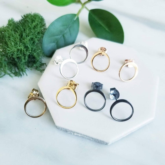 Sterling Silver Circle Post Earrings, Lightweight Delicate Wedding Jewelry