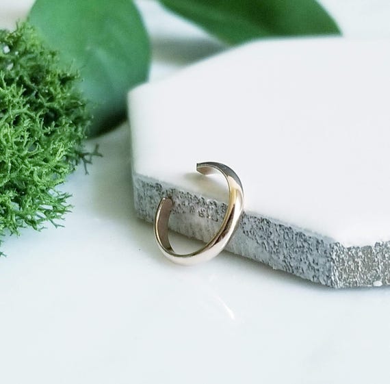 Slim 14K Yellow Gold Filled Half Round Ear Cuff Faux Piercing