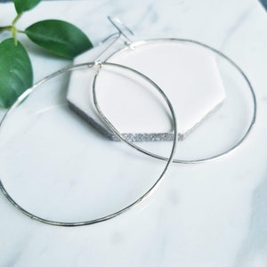 Large Sterling Silver Round Hoop Earrings Modern Minimalist Earrings Capsule Wardrobe image 5