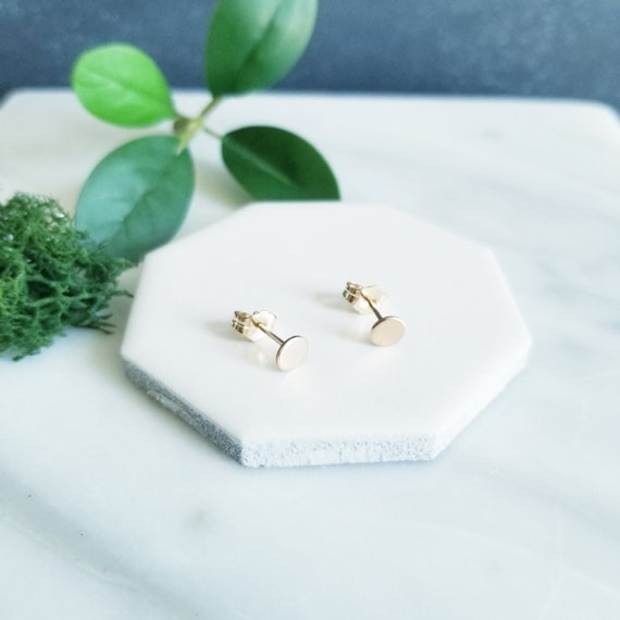 14K Gold Fill 5mm Dot Studs, Circle Dot, Minimalist