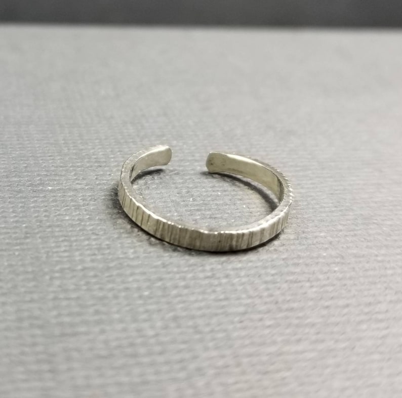 Striated 2mm Sterling Silver Toe Ring Wedding Jewelry Body Jewelry Made in Canada Summer Accessory