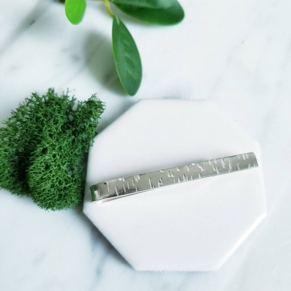 Birch Bark Hammered Sterling Silver Tie Clip - Handmade in Canada