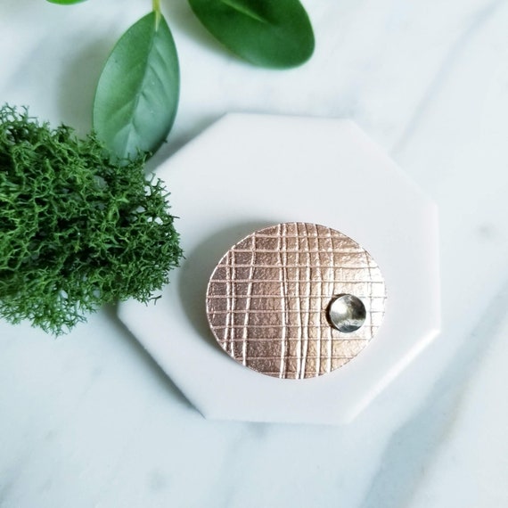 Mesh Embossed Copper & Sterling Silver Pod Brooch Pin