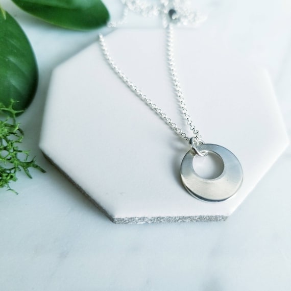 Sterling Silver Disc Circle Layering Necklace Drop Necklace 13mm Wide Made in Canada Simple Modern Jewelry Minimalist Jewelry Etsy Canada