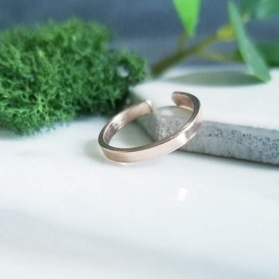 SOLID 14K Rose Gold Flat Top Toe Ring