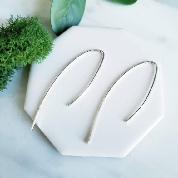 Forged Curved Sterling Silver Earrings