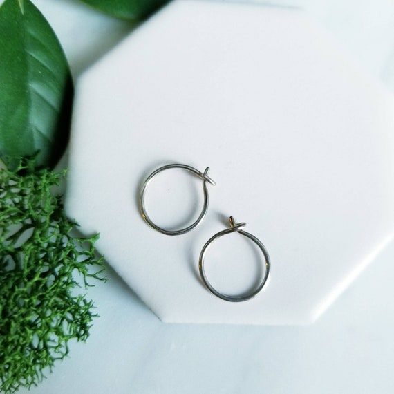 Sterling Silver Sleeper Hoop Earrings in Tiny - every day earrings