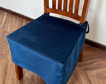Fodera per pouf in velluto blu, fodera per pouf lavabile e sfoderabile, fodera per pouf, decorazione per pouf, realizzata a mano.