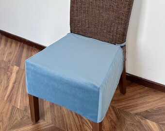 Blue velvet ottoman cover, washable and removable ottoman cover, ottoman cover, ottoman decoration, handmade.