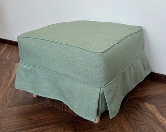 Light Green Linen Ottoman Bench Slipcover,Custom Ottoman Slipcover,Custom Made Ottoman With Multiple Color and Fabric Options,Replace Cover