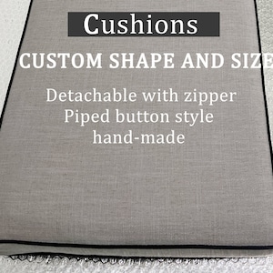 Grey Cotton Cushions with Black Piping,Window Bench Cotton Cushion Indoor,Customized Cotton Bench Cushions,Window Bench Cushion