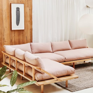 Extra långa ljusrosa soffkuddar, anpassad storlek, japansk futon, golvkuddar, handgjorda