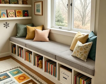 Custom Linen Cotton Bench Cushion, Gray, Any Size