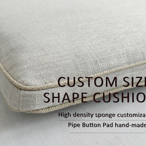 Linen Window Seat Cushion,Custom Size and Shape,Indoor Cushion,Grey Cushion,Custom Bay Window Seat Cushion