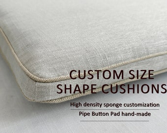 Linen Window Seat Cushion,Custom Size and Shape,Indoor Cushion,Grey Cushion,Custom Bay Window Seat Cushion