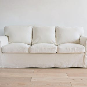 White Linen Couch Cover, Sofa Cover, Custom Sofa Cover, Couch cover, Custom Color and Shape, Washable, Pet-friendly