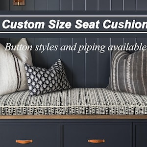 Black Stripe Pattern Cushion, Custom Shape and Size Cushion, Cotton Linen Cushion for Window Seat, Foam Filled Cushion, Window Seat Cushion.