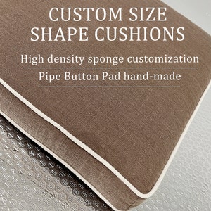 Brown Cotton Cushions with White Piping,Window Bench Cotton Cushion Indoor,Customized Cotton Bench Cushions,Window Bench Cushion