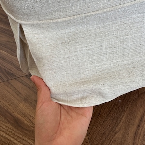 Witte linnen poef hoes, op maat gemaakte poef hoes, op maat gemaakte poef met meerdere kleur- en stofopties, bankhoezen afbeelding 4