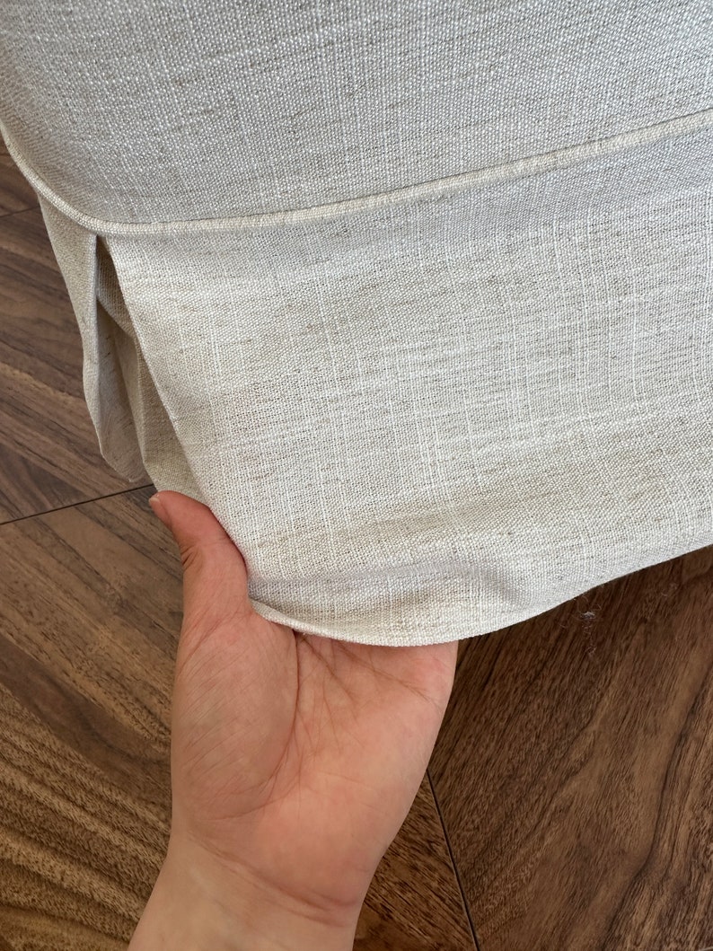 Witte linnen poef hoes, op maat gemaakte poef hoes, op maat gemaakte poef met meerdere kleur- en stofopties, bankhoezen afbeelding 4