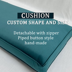 Custom Size and Shape,Turquoise Linen Window Seat Cushion,Indoor Cushion,Handmade Cushion