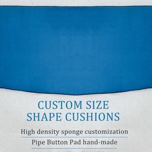 Almofada de assento de janela de veludo, almofada interna, almofada azul com tubulação, almofada de assento de janela de baía personalizada, design minimalista