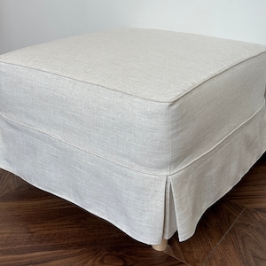 White Linen Ottoman Bench Slipcover,Custom Ottoman Slipcover,Custom Made Ottoman With Multiple Color and Fabric Options,Sofa Covers