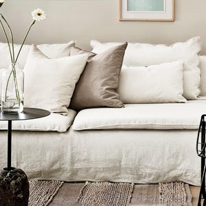 Sofa Cover, White Cotton Linen Sofa Cover, Couch Cover,