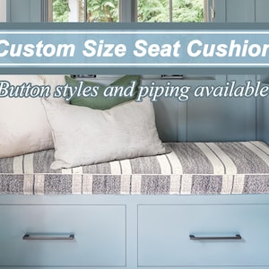 Grey and White Stripe Pattern Cushion, Custom Shape and Size Cushion, Window Sill Linen CottonCushion, Pad Foam Cushion, Window Sill Cushion