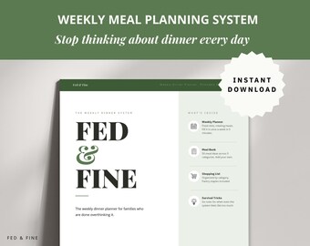Sistema di pianificazione dei pasti per la famiglia stampabile / Pianificazione settimanale realistica dei pasti per famiglie impegnate / Download immediato in PDF (A4/US Letter)
