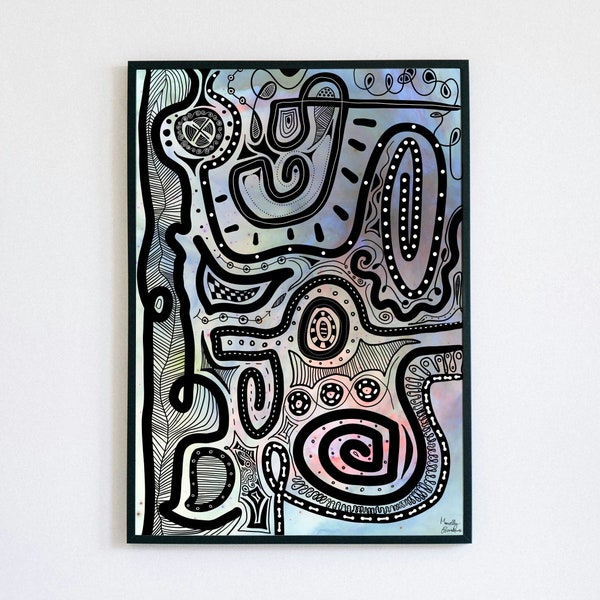 Abstract Organic Art Poster: Playful Movement, Curves, Universe - Exclusive Graphic Expression // Achterbahn - Lyna Leom