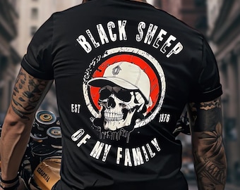 Black Sheep Of My Family Skull Men's T-Shirt, Graphic Shirt For Menswear, Street Style Full Color, Trending Unisex Shirt