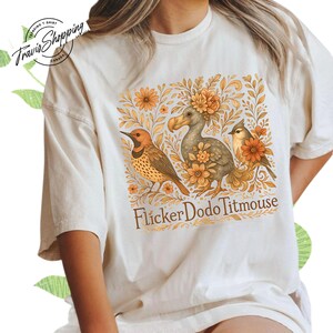 Anti Maga Bird T-shirt, Flicker Dodo Titmouse Subtle Fck Trump Hoodie, Sweatshirt for Democrat, Fck Trump Progressive Liberal Flower Tee