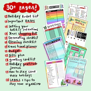 Calm Christmas Printable Planner: Budget, Gift Plan, Cleaning Checklist, Holiday Task List, Self Care, Gratitude, Recipes, Menu Digital image 2
