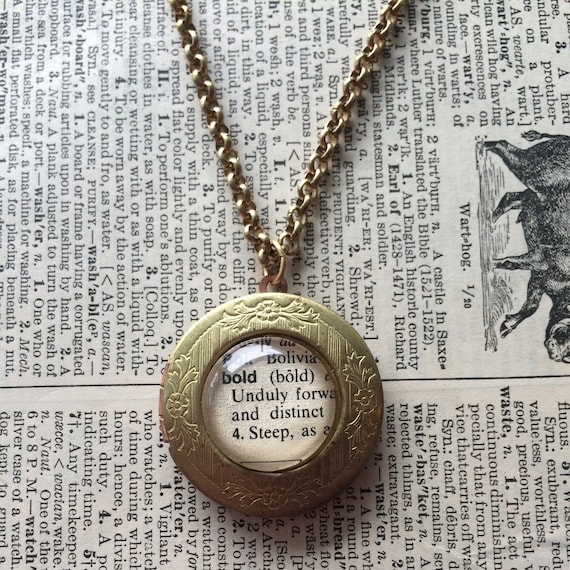Personalized Locket Necklace, Dictionary Locket, Locket with personalized word, Locket Pendant