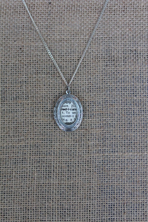 Silver Locket Necklace Dictionary Word Locket Personalised - Etsy