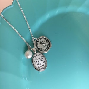 Personalized Vintage Dictionary Pendant Necklace with Faux Pearl and Wax Seal Initial Custom Word Jewelry image 2