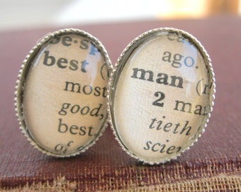 Personalized Vintage Dictionary Cufflinks - Customizable Word Handcrafted Men's Cufflinks for Grooms, Groomsmen or Father