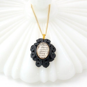 Romantic Gift Necklace Custom Word Pendant Necklace in Gothic Black Setting image 3