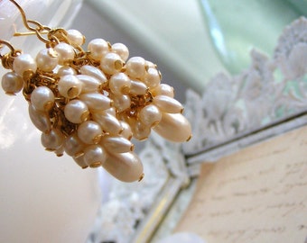 Pearl Tassel Earring - Beaded tassel Earrings for Bride