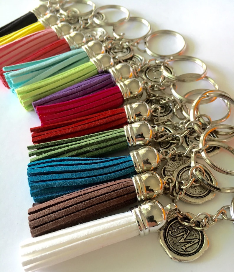 Personalized Tassel Keychain Initial Tassel Keyring Etsy