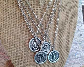 Silver Initial Pendant - Initial Charm Necklace  - Personalized Gifts for Friends