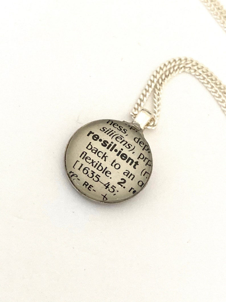 Word of the year Necklace, Round Word Pendant, Book Page Jewelry, Custom Word, Wedding Party Gifts image 2