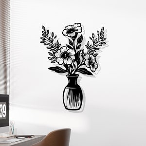Flower in Vase Metal Wall Art, Kitchen Metal Wall Decor, Unique Birthday Gift, Yoga Room Wall Art, House Garden Metal Wall Art,