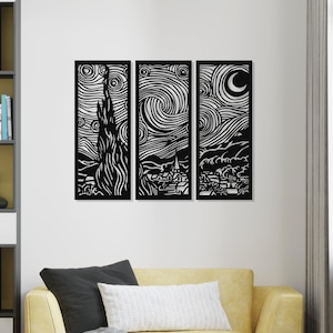 Van Gogh Starry Night Metal Wall Art, Elegant Metal Decor for Home and Office, Unique Birthday Gift, iconic Metal Home Decor, Artistic Gift