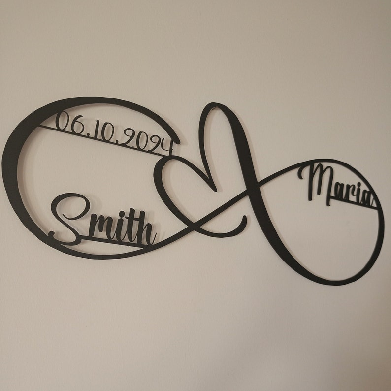 Personalized Infinity Metal Wall Art Custom Wedding Decor Unique