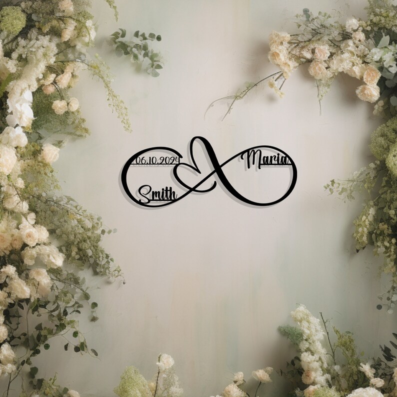 Personalized Infinity Metal Wall Art Custom Wedding Decor Unique