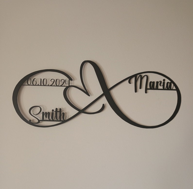 Personalized Infinity Metal Wall Art Custom Wedding Decor Unique